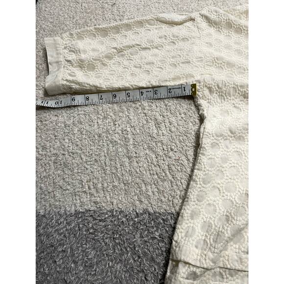 Juicy Couture Women's Size Medium Scoop Neck Crochet 3/4 Sleeve Top 0ff-White - Picture 5 of 8